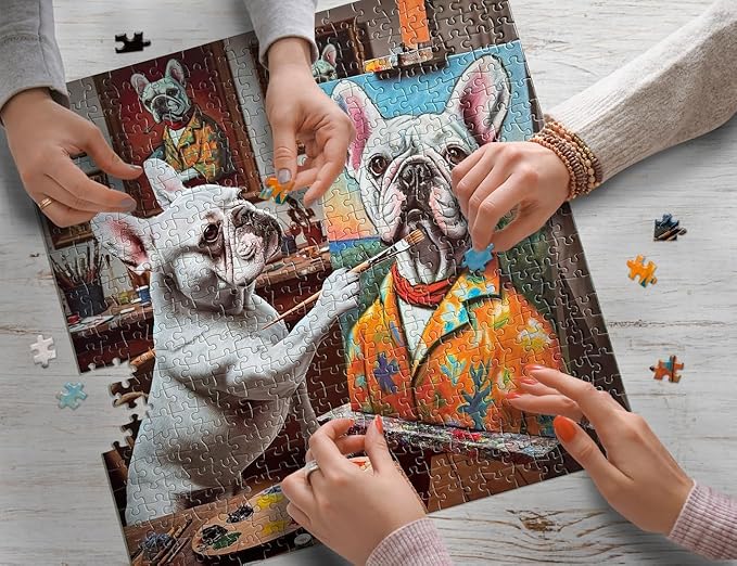 500 Pieces Animal Jigsaw Puzzles for Adults and Teens and Kids Family Happy Toys Painting Bulldog