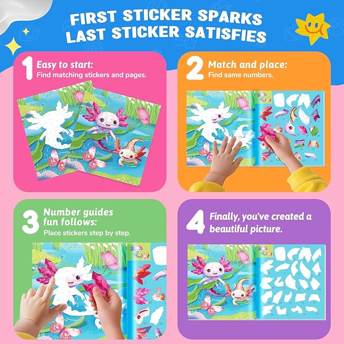 2PCS CutteeyFyry Paint by Number Sticker Book Travel Activities for Girls Kids - Road Trip & Airplane Toys, Birthday Present, Classroom Gifts, Travel Essentials for Toddlers & Long Car Rides