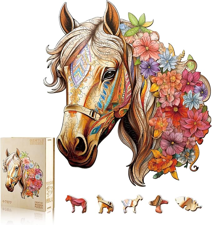 Wooden Puzzles for Adults, Horse Building Set Wooden, Irregular Wooden Puzzles Adult, Difficult Puzzle Gifts for Puzzle Lover, (XL-17.3 * 15.6in - 450pcs)