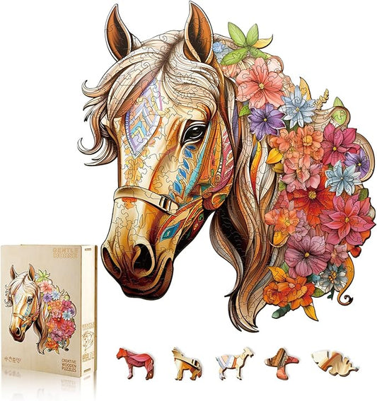 Wooden Puzzle for Adults, Wooden Horse Puzzle, Wood Puzzles Adult, Birthday for Women Men, Family Puzzle Game (L-13.8×12.5in - 270pcs)