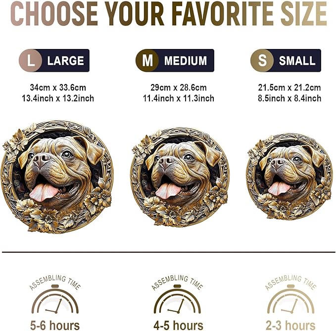 Wooden Jigsaw Puzzles, Metal French Bulldog Wooden Puzzles for Adults with Unique Shape, Adult Jigsaw Puzzle, Birthday Gifts for Adults, 8.5"x8.4" - 100pcs