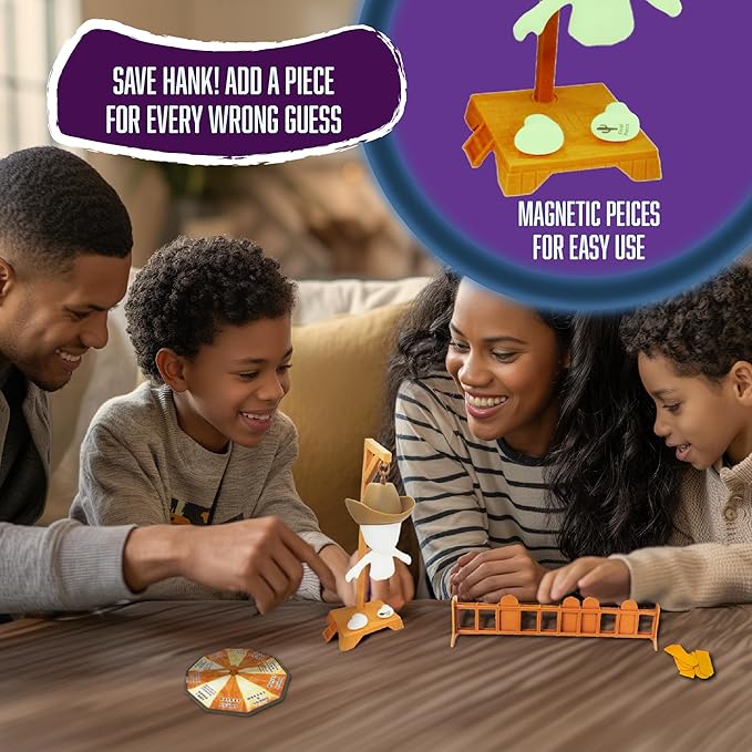 Fotorama Hankman Glow, Magnetic Hangman Mystery Word Guessing Game for Kids & Families, Glow in The Dark Travel Game, Guess Who Before Hank Falls