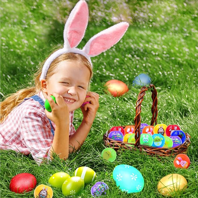 24 Pcs Mini Fidget Spinner Ball Toys for Kids Adults Easter Basket Stuffer, Easter Theme Spinning Tops for Easter Egg Fillers, Party Favors Gifts for Kids Boys Girls