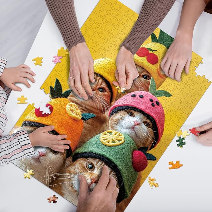 500 Pieces Jigsaw Puzzles for Adults and Teens and Kids Family Happy Games Cats' Party [Larger Size Pieces]
