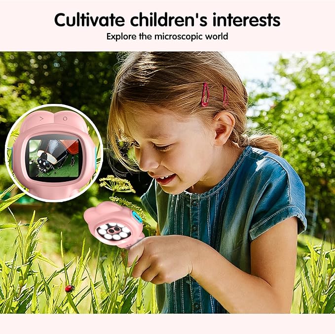 Microscope for Kids, Mini Portable Handheld Microscope with 500X Magnification, 200W Pixels, 2.0 High-Definition Screen for Birthday Christmas Educational Gifts Toys for 3 4 5 6 7 8 9 10 11 12 Kids