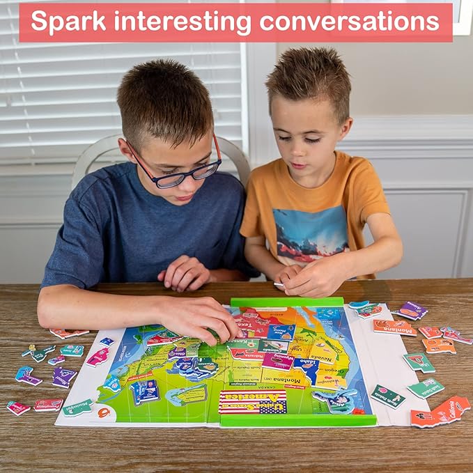 Butterfly EduFields United States Puzzle Toys for Boys 6 8 10, Magnetic Puzzle Book Gifts for 6 Year Old Boys, Puzzles for Kids Ages 6-8, Toys for Girls 6-8, Geography Games, Educational Kit for Kids