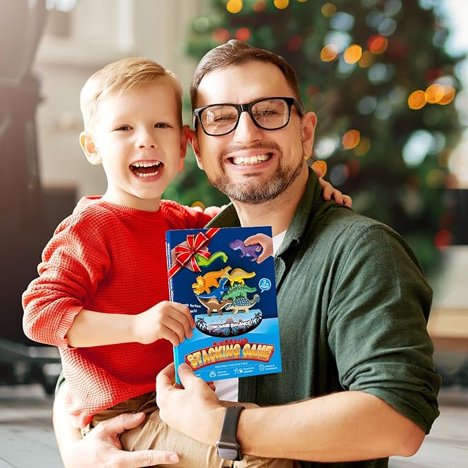 Dinosaur Toys for Kids 3-5: Wooden Stacking Montessori Toys for 3 4 5 6 7 8 Year Old Boys Girls Christmas Birthday Gifts for Kid Ages 4-8 Balance Competition Game for Family Stocking Stuffers