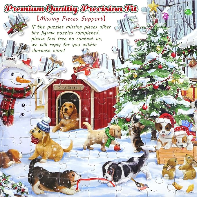 100 Piece Christmas Puzzle for Kids Ages 4-6 6-8 8-10 Christmas Ideal Gift for Boys Girls Jigsaw Puzzles 100 Pieces for Seniors(Cute Animals)