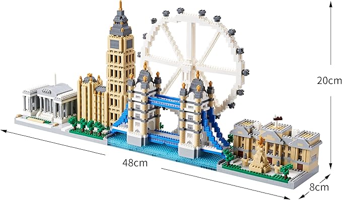 Architecture Series Mini Bricks for Adults and Teens, London Skyline Collection 3430 PCS,Micro Mini Blocks Set Model Kit,Landmark Model