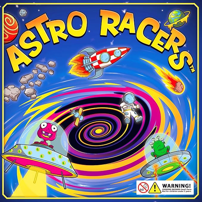 Astro Racers Board Game, Fun for Kids and Adults, 2-4 Players, Ages 5+, Solar System Racing Theme, Family-Friendly Strategy Game, Skill-Building & Educational.