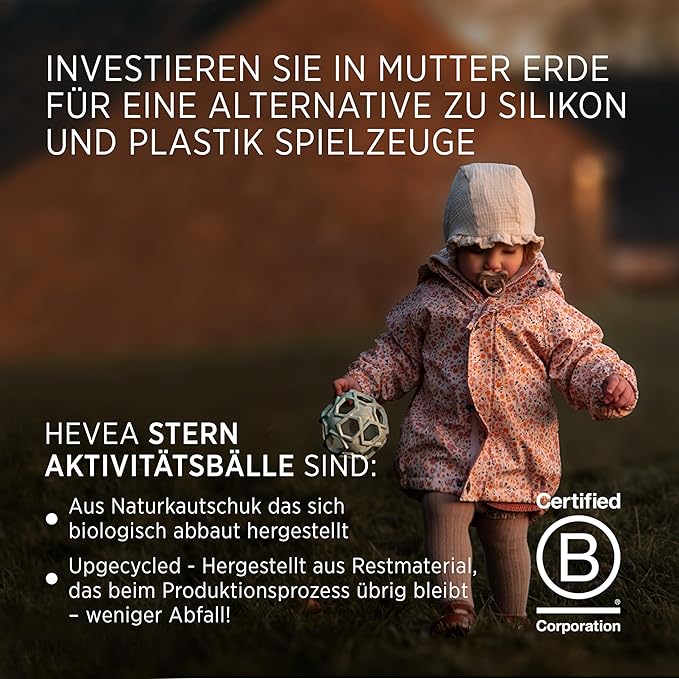 HEVEA Upcycled Star Ball Made from 100% Upcycled Natural Rubber Plant Based, Plastic-Free, Eco-Friendly, BPA-Free & FDA Approved