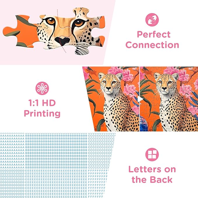 300 Piece Puzzles for Adults,Leopard Puzzle 300 Pieces,Vase Flowers Jigsaw Puzzles for Kids Adult Senior Recycled Cardboard Jigsaw Puzzle for Tabletop Challenging Puzzles Game Party Gift