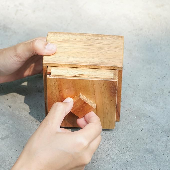 BSIRI Treasure Riddle Box Secret Box Brain Teaser Wooden Puzzle Boxes with Hidden Compartments Ideal Mystery Jewelry Box 3D Puzzle Lock Gift Card and Money Puzzle