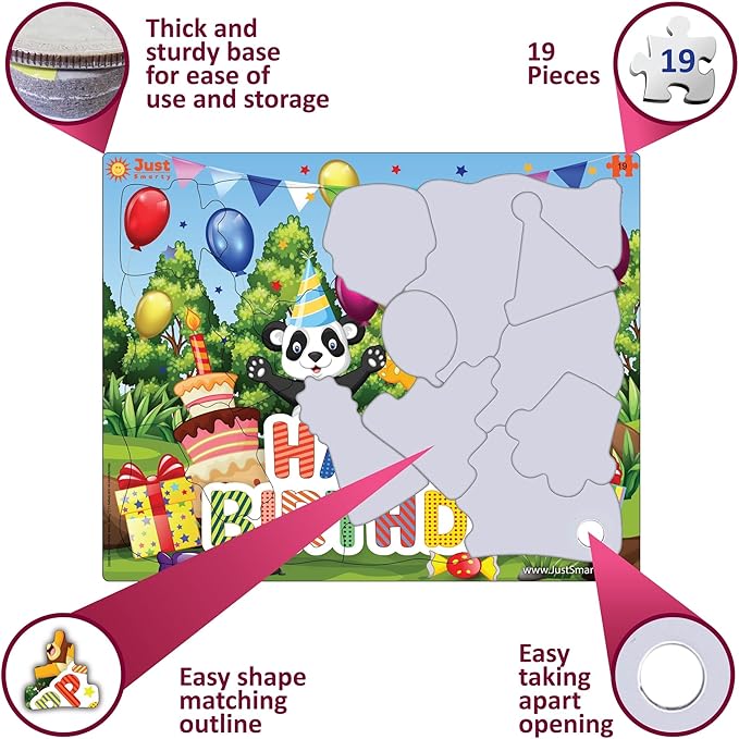 Just Smarty Happy Birthday Puzzles for Toddlers 1-3 | 19 Pieces Mini Puzzles | Birthday Puzzle for Boys and Girls | Preschool Puzzles | Kids Puzzles | 3-5 Years Toddler Birthday Gift | Shaped Puzzles