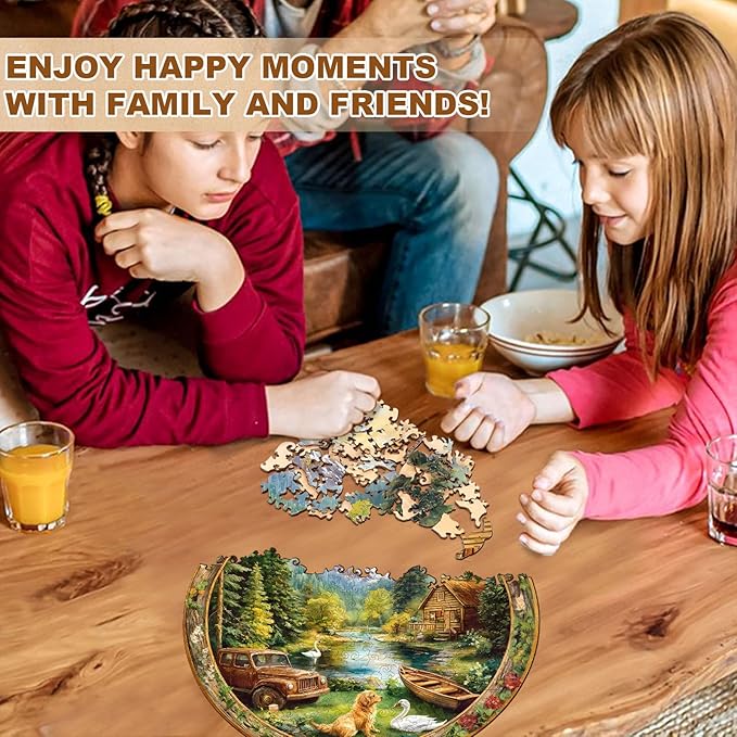 Jigfoxy Wooden Puzzle for Adults, Countryside Jigsaw Puzzles for Adult, Unique Animal Shape Wood Cut Puzzles, Christmas Thanksgiving Gifts for Friends Family (S-8.5 * 8.5in-100pcs)