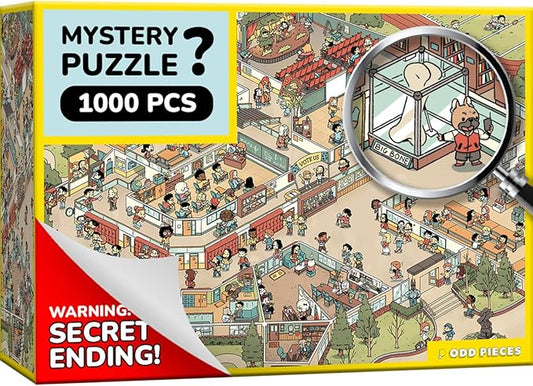 Jigsaw Puzzles 1000 Pieces - Magic Mystery Story Secret Ending Puzzle - Perfect Game Night for Adults & Kids - Cat Dog Cartoon Theme (Snack Attack)