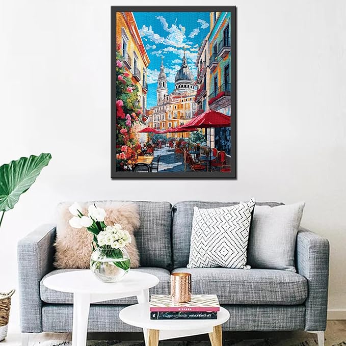 Tucocoo Jigsaw Puzzles 1000 Pieces for Adults-Spain Madrid Landscape Puzzle-Challenging Puzzle Perfect for Game Nights-DIY Home Wall Decor-Street Scenery Art Puzzles Colorful City View 27" x 20"