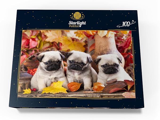 MyPuzzle Pug Puppies - Premium 100 Piece Jigsaw Puzzle - Made in USA