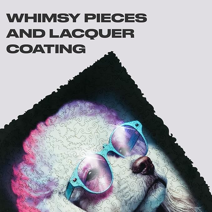 UNIDRAGON Original Wooden Jigsaw Puzzles - Pop Art Glow Up Collection - Sir Poodle - Dog Puzzle 500 Pieces, Beautiful Gift Package, Wooden Puzzle for Adults