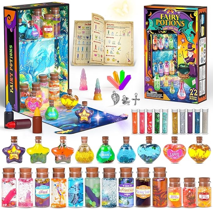 Magic Potion Kit for Girls - Fairy Potions Kit 22 Potions Magic Mix Kit for Kids 6 7 8 9 10 12+ Years Mystery Potion Making kit Art Craft Kit Gifts Toys for Christmas Halloween Birthday