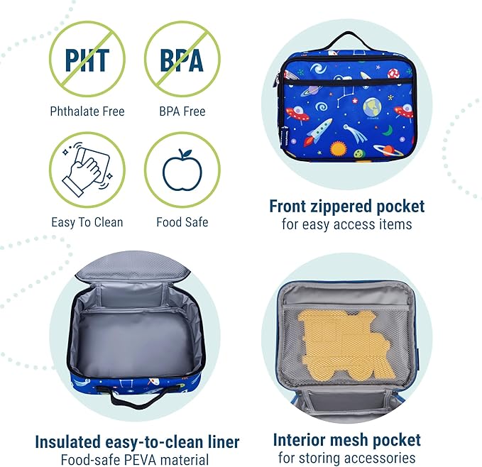 Wildkin Kids Insulated Lunch Box – Durable and Reusable for School & Travel - Out of this World