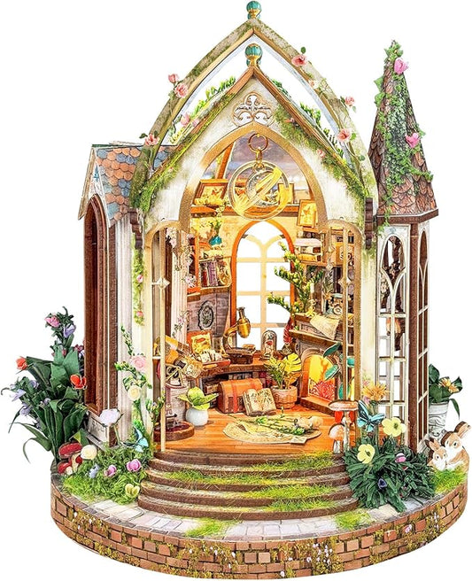 CUTEROOM Miniature House Kits for Adults, Mini Dollhouse Wooden Furniture Kit, DIY Craft Kits Creative Room Tiny House for Decoration-Dream Flower Shop