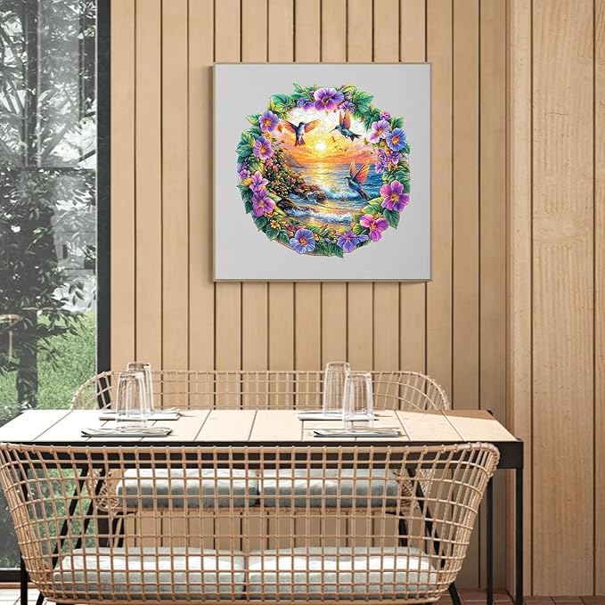 Wooden Puzzles for Adults - Beach Flower Wood Puzzles Adult - Unique Animal Shape Wooden Jigsaw Puzzles for Adults - Birthday Gifts for Puzzle Lovers, Family (13.4 * 13.4in)