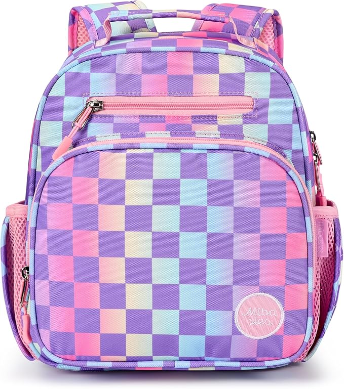 mibasies Toddler Backpack for Girls 2-4: Preschool Kindergarten Backpack - Cute Kids Backpacks for Girls - Checkerboard
