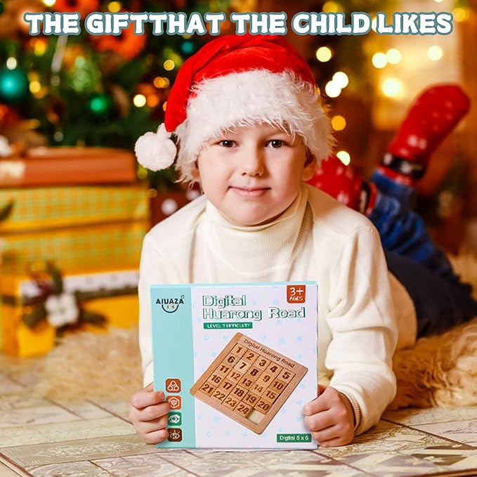 Wooden Number Sliding Puzzle，Brain Teasers Toy Tangram Slide Puzzle Game，Sequential Puzzles Board Game，Educational Toys for Kids and Adults（Number 1-24）