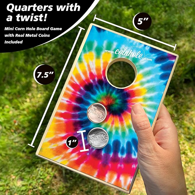 Coinhole Desktop Coin Bouncing Party Game Set | Tabletop Cornhole Board Game | Small Cornhole Travel Game Includes Coins