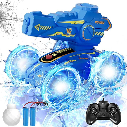 3-in-1 Remote Control Car with Water Gun, Waterproof Amphibious RC Cars & RC Boat, Remote Control Pool Toys for Kids Age 3 4 5 6 7 8-12 Boy Girl Holidays Birthdays Gifts