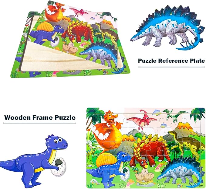 Wooden Jigsaw Puzzles for Kids Ages 3-5 Year Old, 6 Pack 30 Pieces Kids Puzzles Colorful Preschool Educational Learning Toys Present Set for Toddler Children Boys and Girls