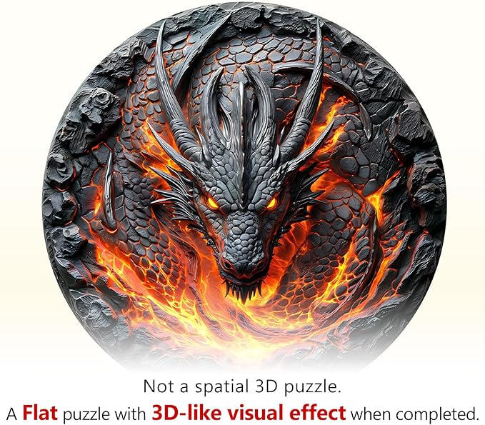 WOODBESTS Wooden Puzzles for Adults-3D Dragon, 100 Pieces Wood Puzzle (S-8.5 * 8.5in), Premium Art Shape Wooden Animal Jigsaw Puzzles, for Men/Women & Family Game Night