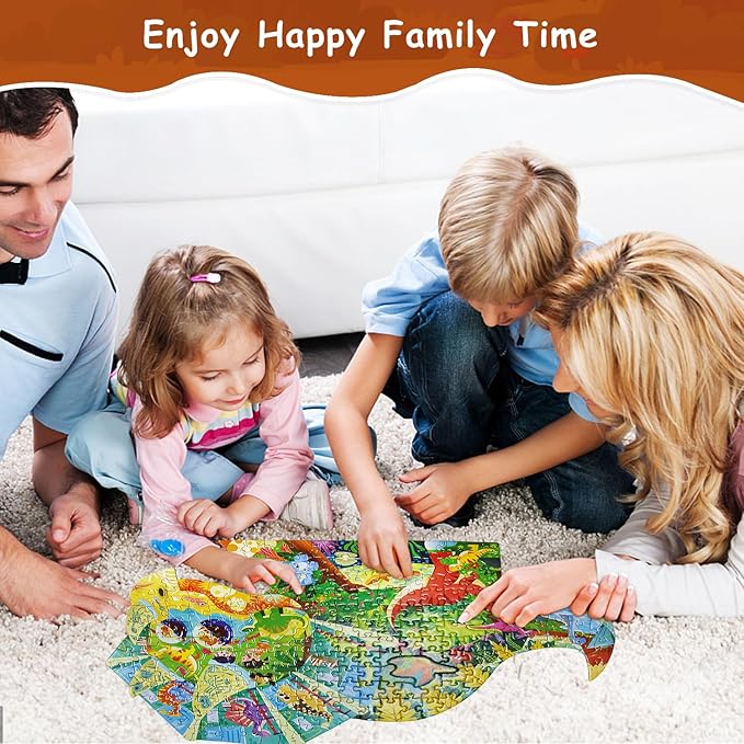 Dinosaur Puzzles for Kids Ages 6-8 200 Piece Triceratops Jigsaw Puzzles Unique Animal Shape Floor Puzzle Ages 8-10 Learning Educational Toys Birthday Gift for Boys Girls Ages 10-12