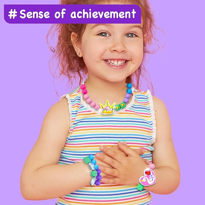EZCRA Kids Bracelet Making Kit – Make 14 Jewelry Kit for Girls Age 5 - Beads for Kids - Friendship Bracelet Craft Set - Easy DIY Bracelet Kit, Gift for Girls 4-6