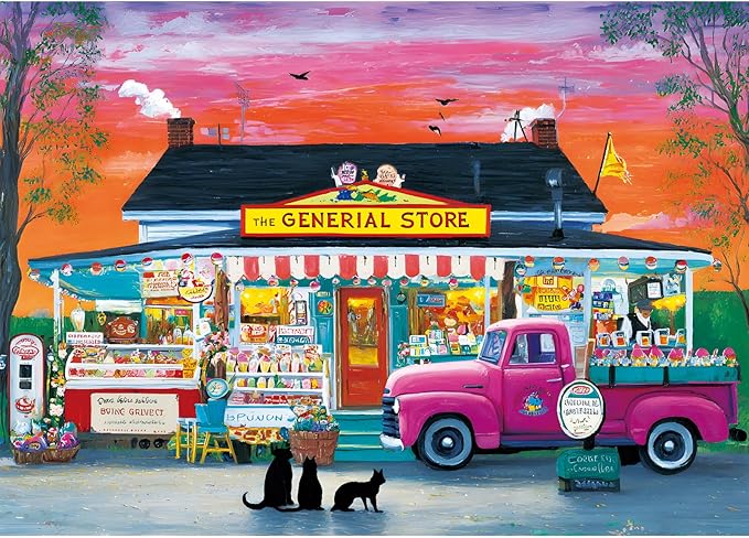 Puzzles for Adults 1000 Pieces - Vintage Country Store Jigsaw Puzzles, Colorful Retro Shop Scene Puzzle for Family Fun and Home Decor