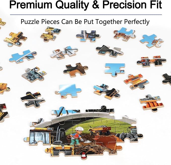 LELEMON Puzzles for Kids Ages 4-6,Construction Site 100 Piece Puzzles for Kids Ages 4-8 in a Metal Box,Educational Jigsaw Puzzles 100 Piece Puzzle Games Puzzle Toys for Girls and Boys