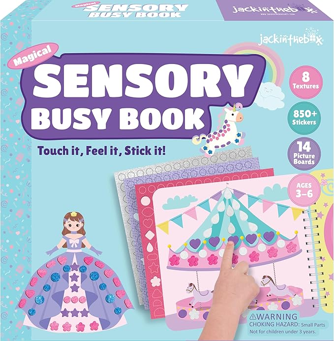 jackinthebox Sensory Craft Activity – Touch & Stick Textures - Magical, No Mess Sticker Craft for Kids, Craft Kits, Sensory DIY Activity, Gifts for Boys & Girls Ages 3, 4, 5, 6, Travel Toys