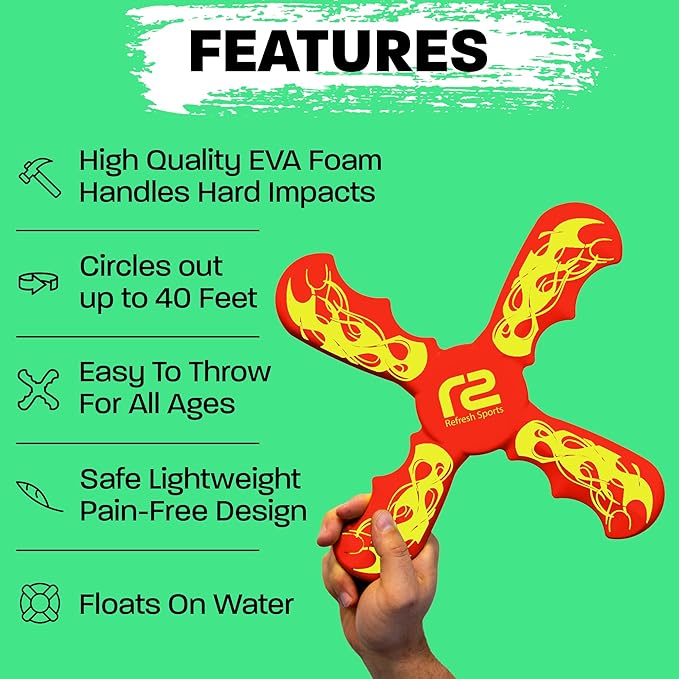 Boomerang for Kids - It Really Does Fly Back - Fun & Easy to Use Gifts for Boys & Girls - Best Toys for Ages 8-13 Gift Idea - Soft Foam Design Stocking Stuffers for Kids 6 7 8 9 10 Year Old Boy Gifts