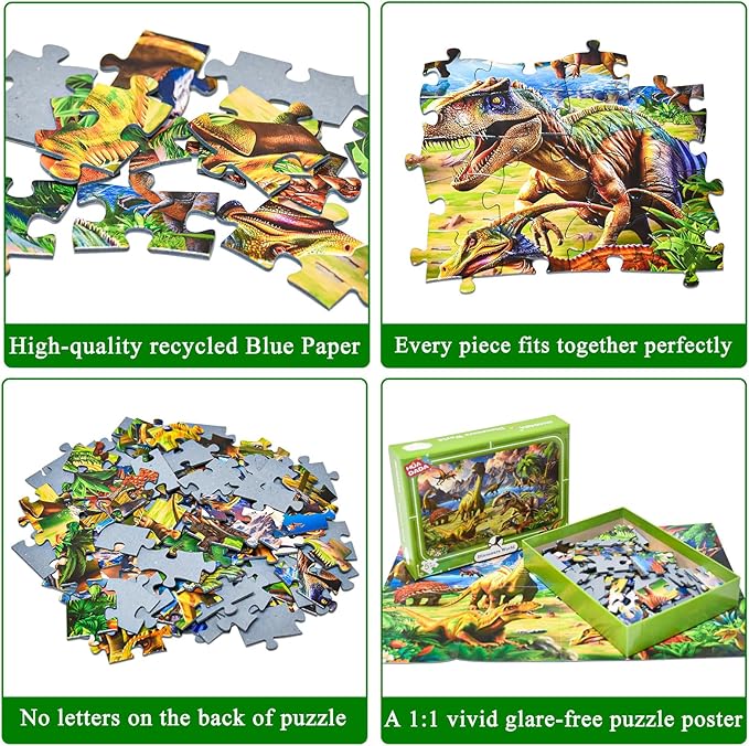 Dinosaur World 100 Piece Puzzle for Kids Ages 4-8 - Children's Learning Educational Toy Gift for Girls 4-10 Years Old (15" X 10")