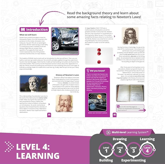 Engino STEAM Labs, How Inertia Works, STEAM Toys for Ages 8+, Building Kit, Learning & Education Toys, Art Activities for Girls & Boys, Play & Learn Science