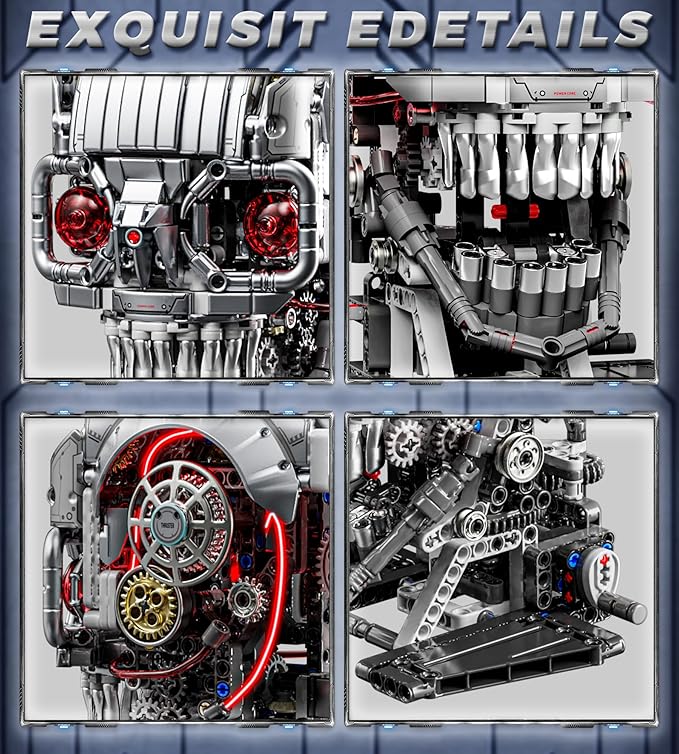 Mechanical Skull Building Set, Horror Ghost Zombie Skeleton Head Toy Home Decor, Creative Halloween Birthday Gift Toy for Adults Teens Boys Age 12+ (1099 PCS)