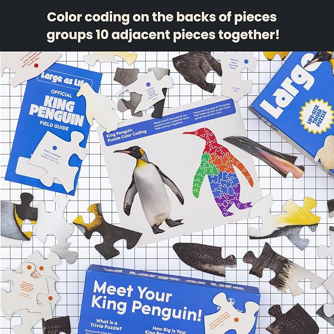 King Penguin Floor Puzzle– 50 pcs Life Size Jigsaw Puzzles for Adults, Teens & Kids, Animal-Themed Montessori Toys & Toddler Puzzles, Educational Activities for Children Ages 3+