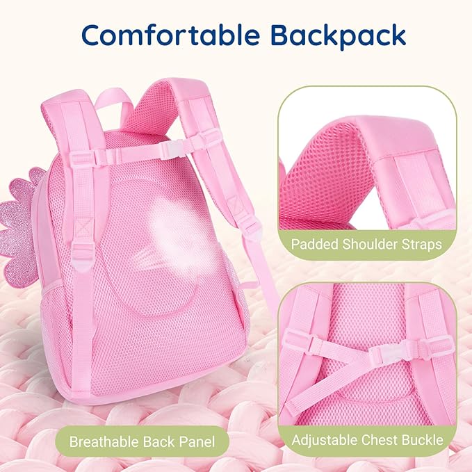 mommore Kids Backpack Cute 3D Large Toddler Backpack for Girls Boys Child Preschool Kindergarten Bookbag Age 3-6 Water-Resistant with Chest Buckle Fit for Folder, Car