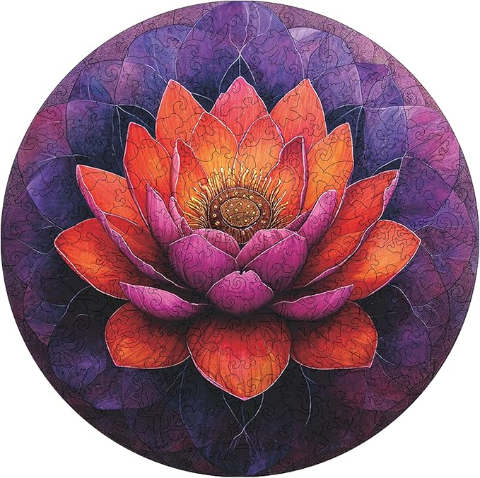 Flower Wooden Puzzle for Adults, Mandala Jigsaw Puzzles 200 Piece, Unique Shapes Family Reunion Puzzle for Adults and Kids, Beautiful Package, Best Gift for Family Friends Medium 11.2x11.2in