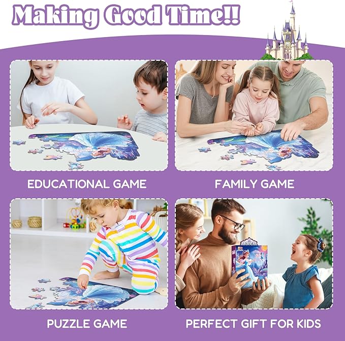 Princess Floor Puzzles for Kids Ages 4-6, 54 Pieces Magical Princess & Castle Floor Puzzles for Kids Girls Ages 3-5, Learning Educational Jigsaw Puzzles Toys Great Gifts