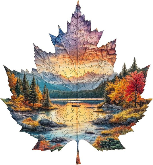 Wooden Puzzles for Adults - Sunset Maple Wood Puzzles Adult - Unique Animal Shape Wooden Jigsaw Puzzles for Adults - Birthday Gifts for Puzzle Lovers, Family (11.4 * 10.6in)