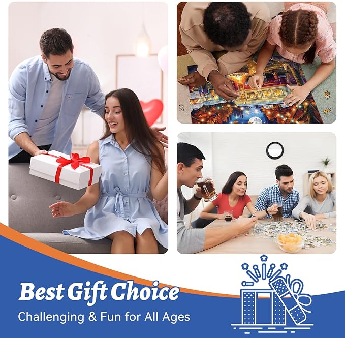 500 Piece Puzzle for Adults, Jigsaw Puzzles, Campfire Night Jigsaw Puzzle 500 Pieces with Moon and Cars, Birthday Party Game for Family, Kids and Adults, Relaxing Funny Puzzle (20.5" x 15")