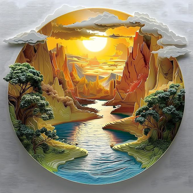 Sunset Canyon River 500 Piece Jigsaw Puzzle for Adults Scenic Nature Landscape Puzzle Vibrant Sunset River Canyon Challenging Puzzle for Game Night Gifts Home Decor（20" x 20"）