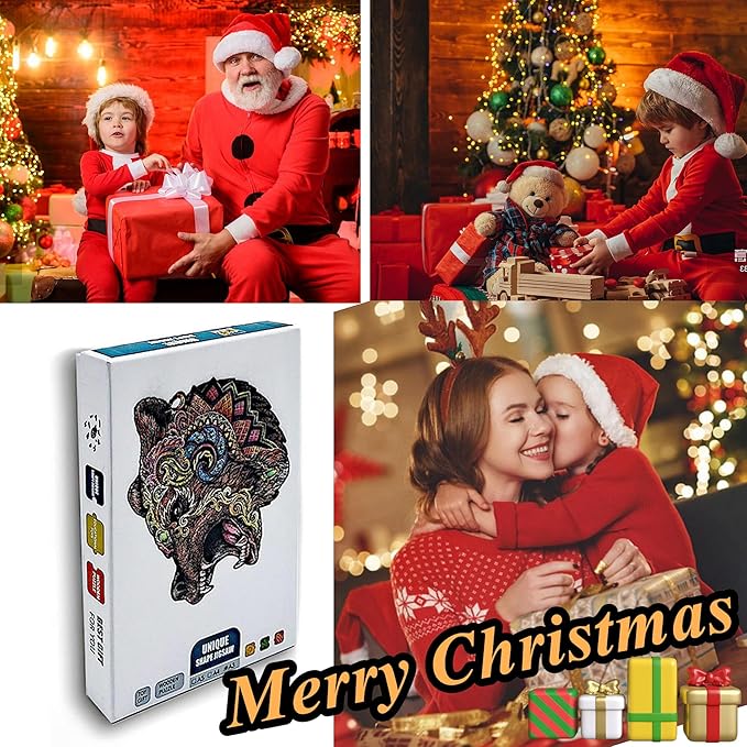 Wooden Jigsaw Puzzle for Adults,Bear Animals Shaped Magic Puzzle Pieces Best Gift for Adults,Can be Used as a Cool Mouse Pad,233pcs,(13.77 * 13.58 inches)